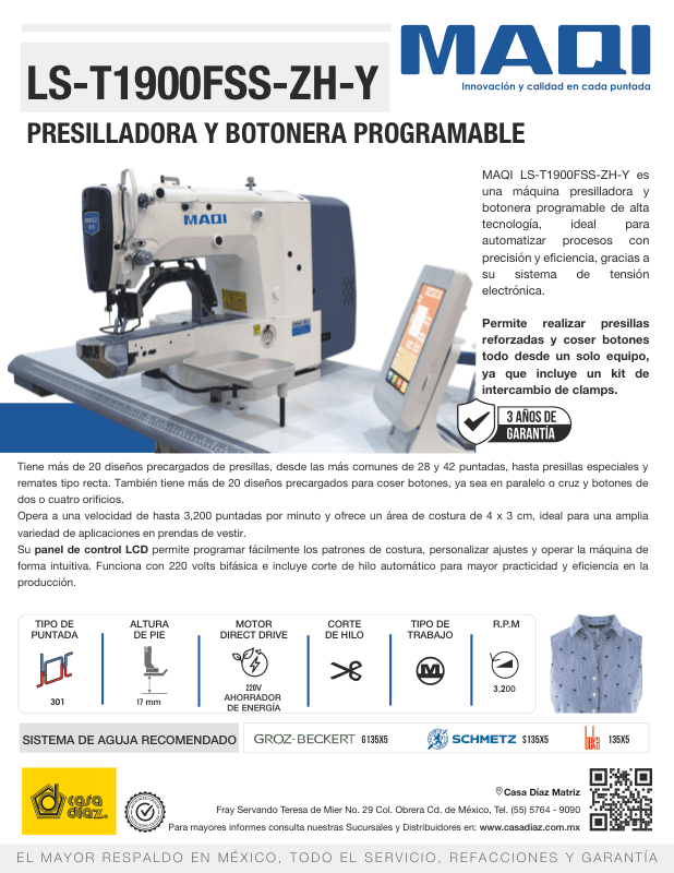LS-T1900FSS-ZH-Y - Presilladora 3x4cm + Kit Botón