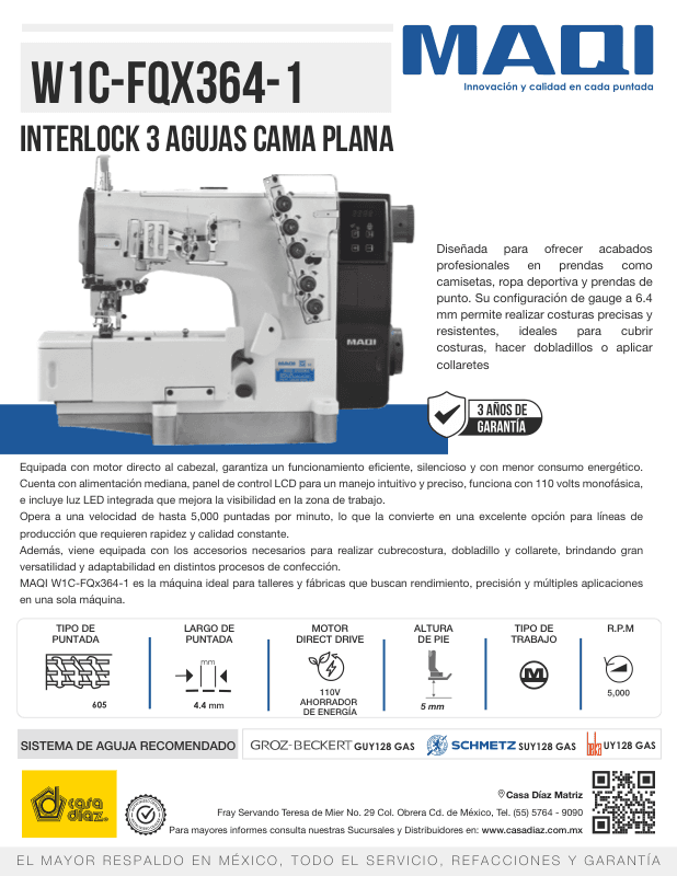 W1C-FQX364-1 - Interlock Cama Plana 3 en 1