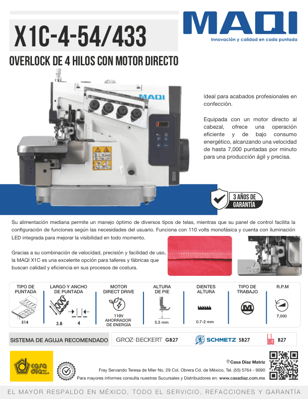 X1C-4-54/433 - Overlock 4 Hilos Mecánica