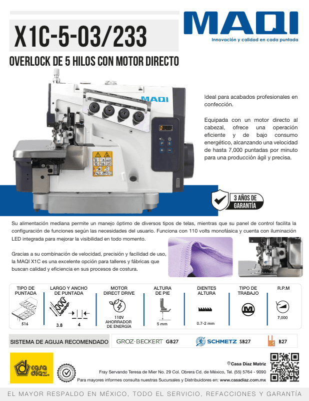 X1C-5-03/233 - Overlock 5 Hilos Mecánica