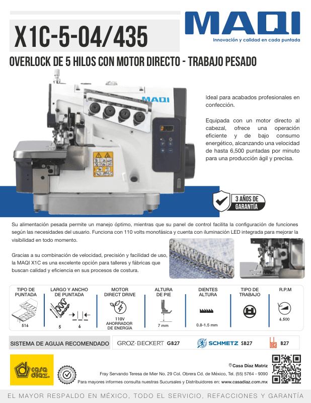 X1C-5-04/435 - Overlock 5 Hilos Trabajo Pesado